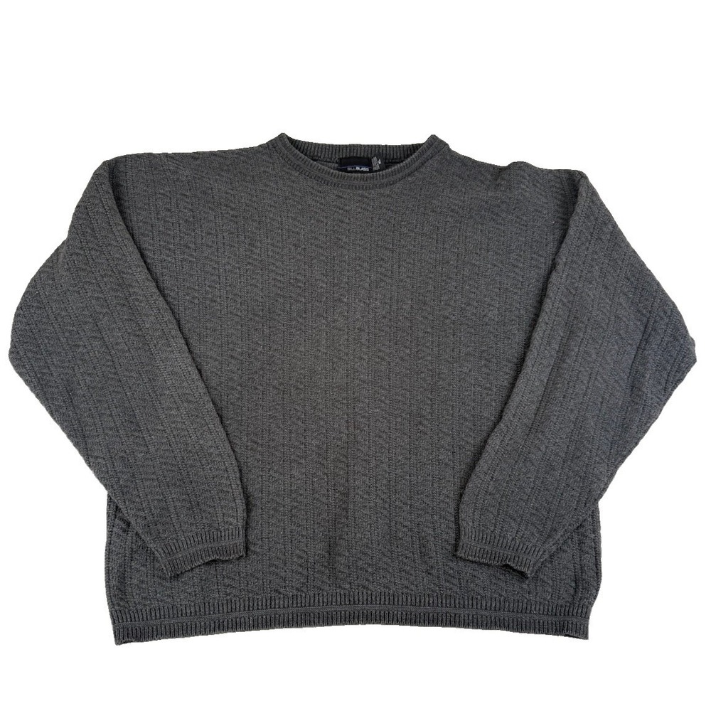 Bill Blass Mens XL Gray Textured Knit Crew Neck Sweater Long Sleeve